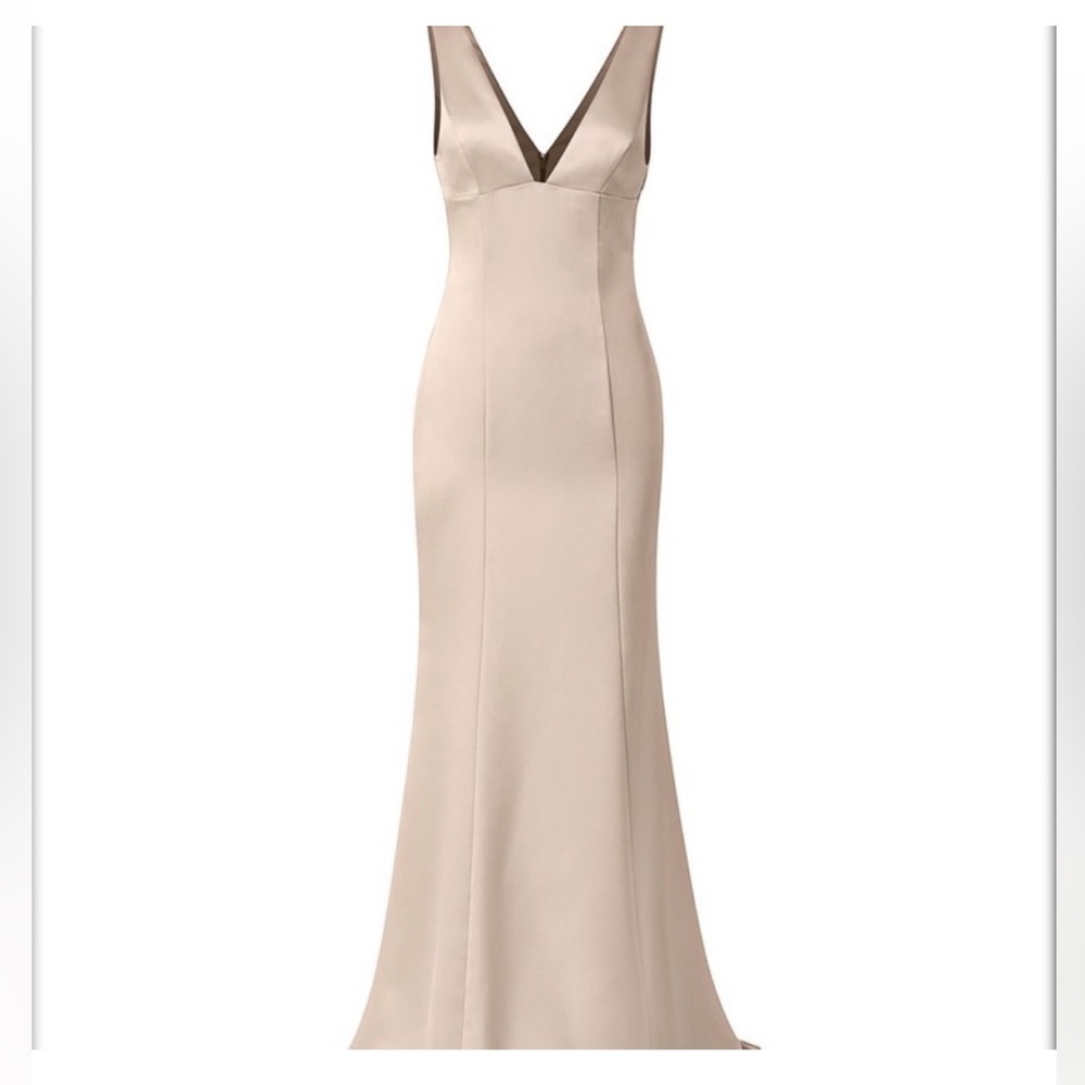 Amsale Bridesmaid Dress ‘Leif’ in Champagne Fluid Satin Size 10 NWT‎